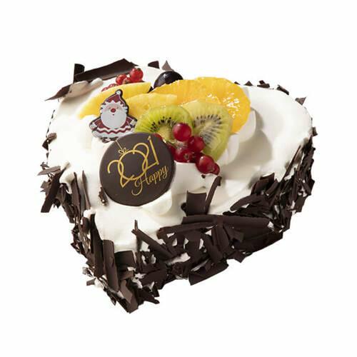 Coeur Nouvel An crème fraîche & fruits frais - 6 pers.